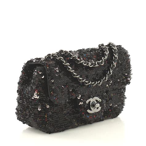 black glitter chanel bag